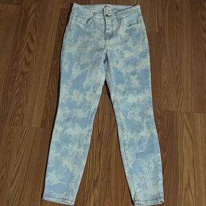 L’AGENCE Margot Tie- Dye High Rise Skinny Light Blue Denim Jeans Whimsical NWOT‎